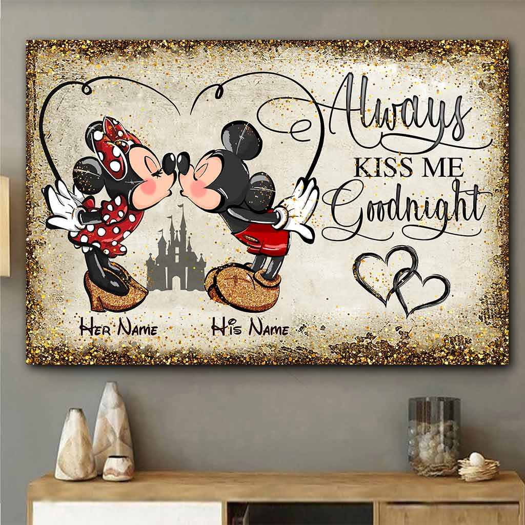 Personalized Mickey and Minnie Mouse Poster Custom Name Gift for Couples Canvas and Poster GradoCreations