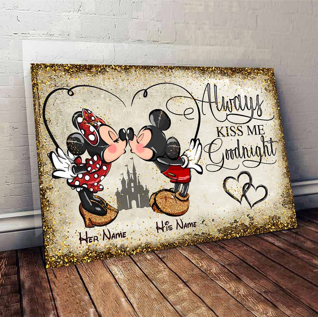 Personalized Mickey and Minnie Mouse Poster Custom Name Gift for Couples Canvas and Poster GradoCreations