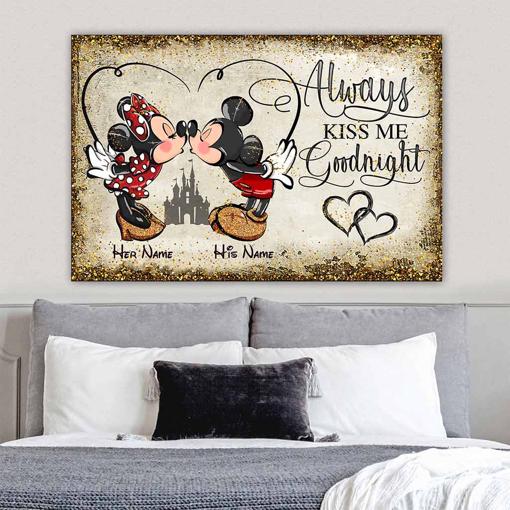 Personalized Mickey and Minnie Mouse Poster Custom Name Gift for Couples Canvas and Poster GradoCreations