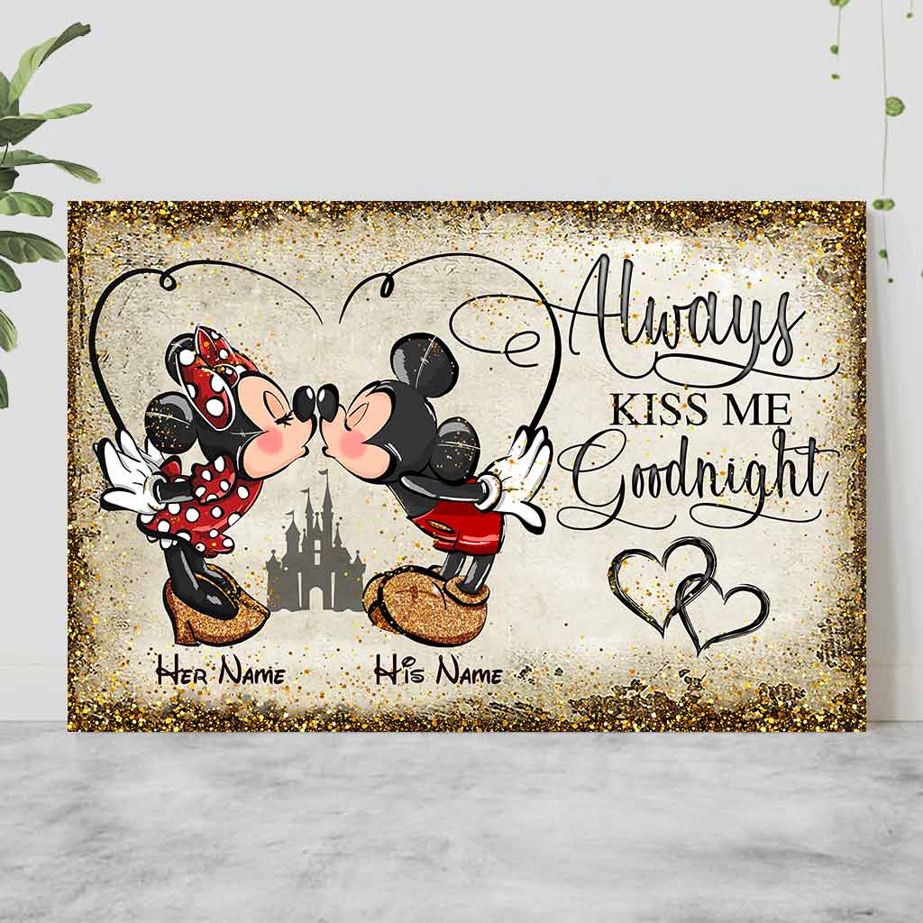 Personalized Mickey and Minnie Mouse Poster Custom Name Gift for Couples Canvas and Poster GradoCreations