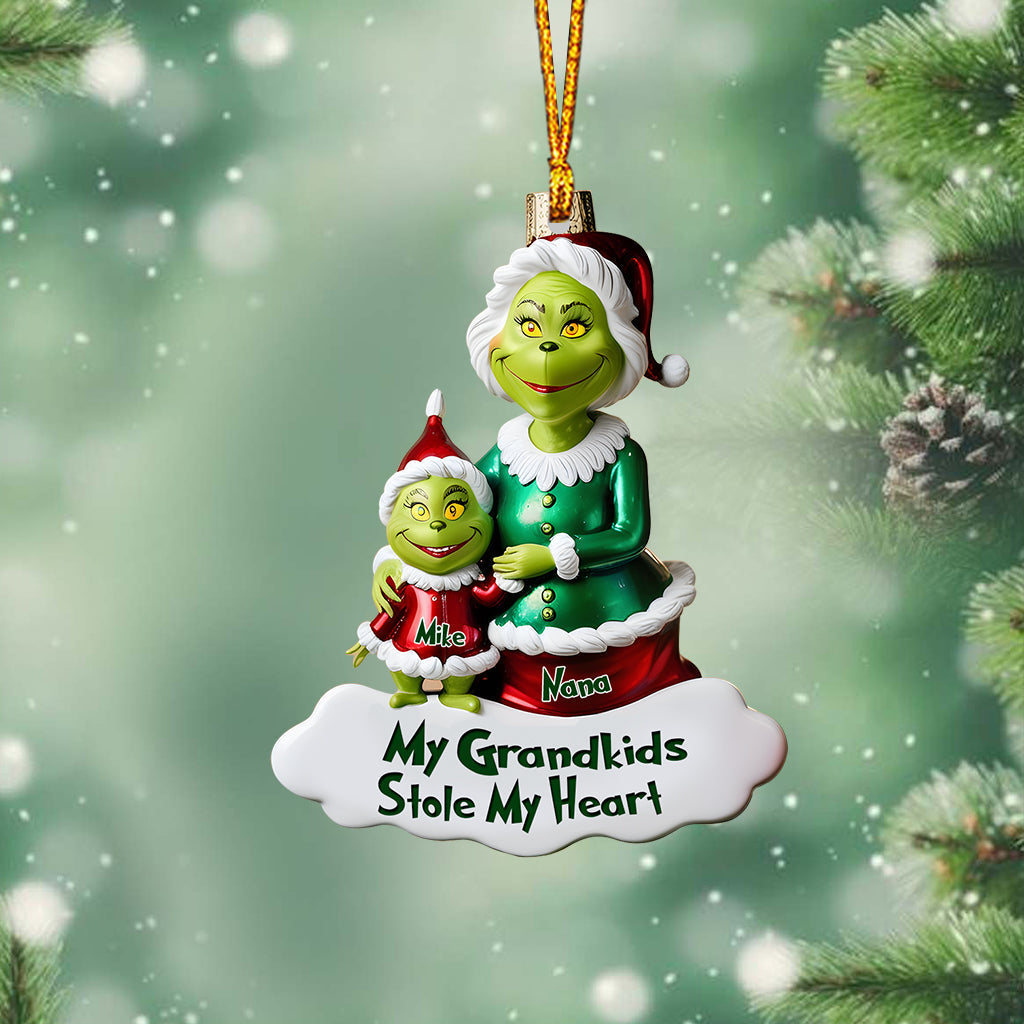 Personalized Grinch Grandkids Ornament Custom Name Gift for Grandma Ornament GradoCreations