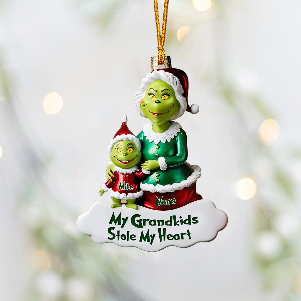 Personalized Grinch Grandkids Ornament Custom Name Gift for Grandma Ornament GradoCreations