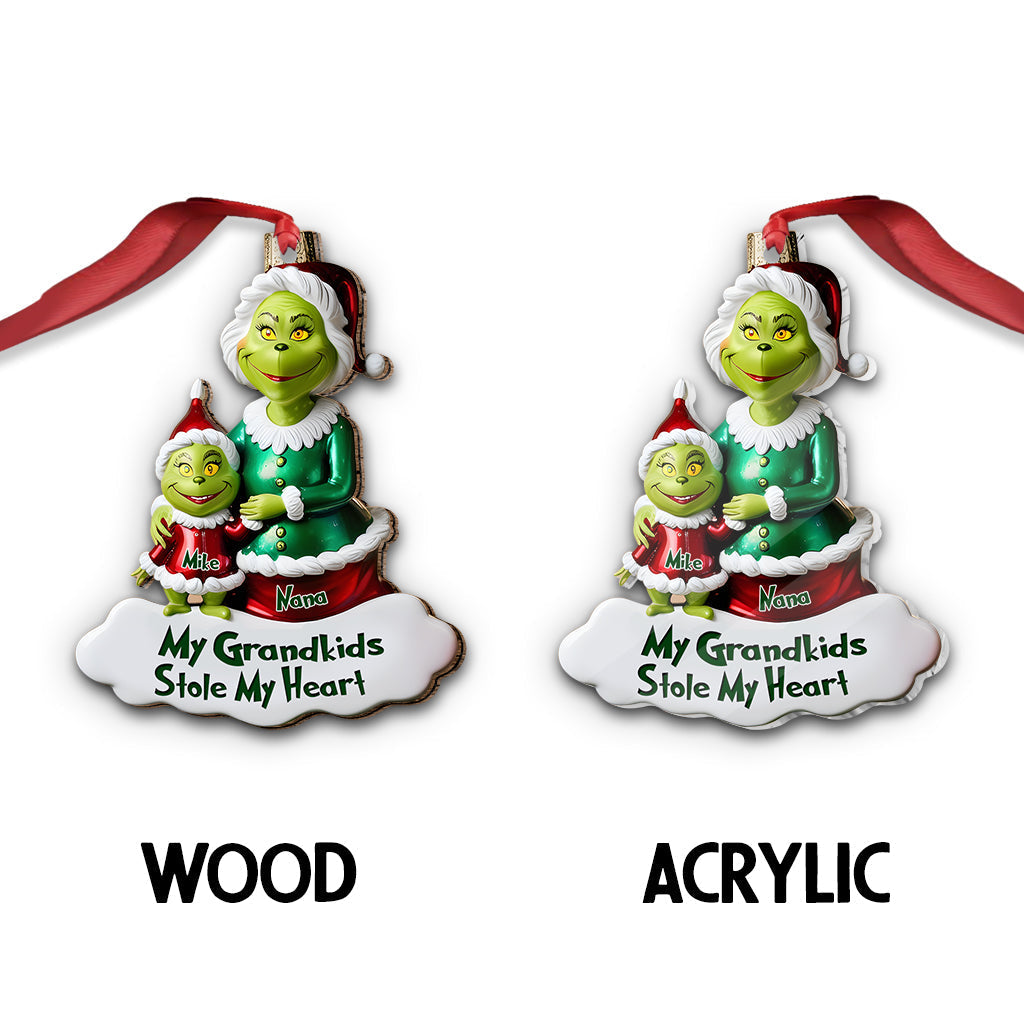 Personalized Grinch Grandkids Ornament Custom Name Gift for Grandma Ornament GradoCreations