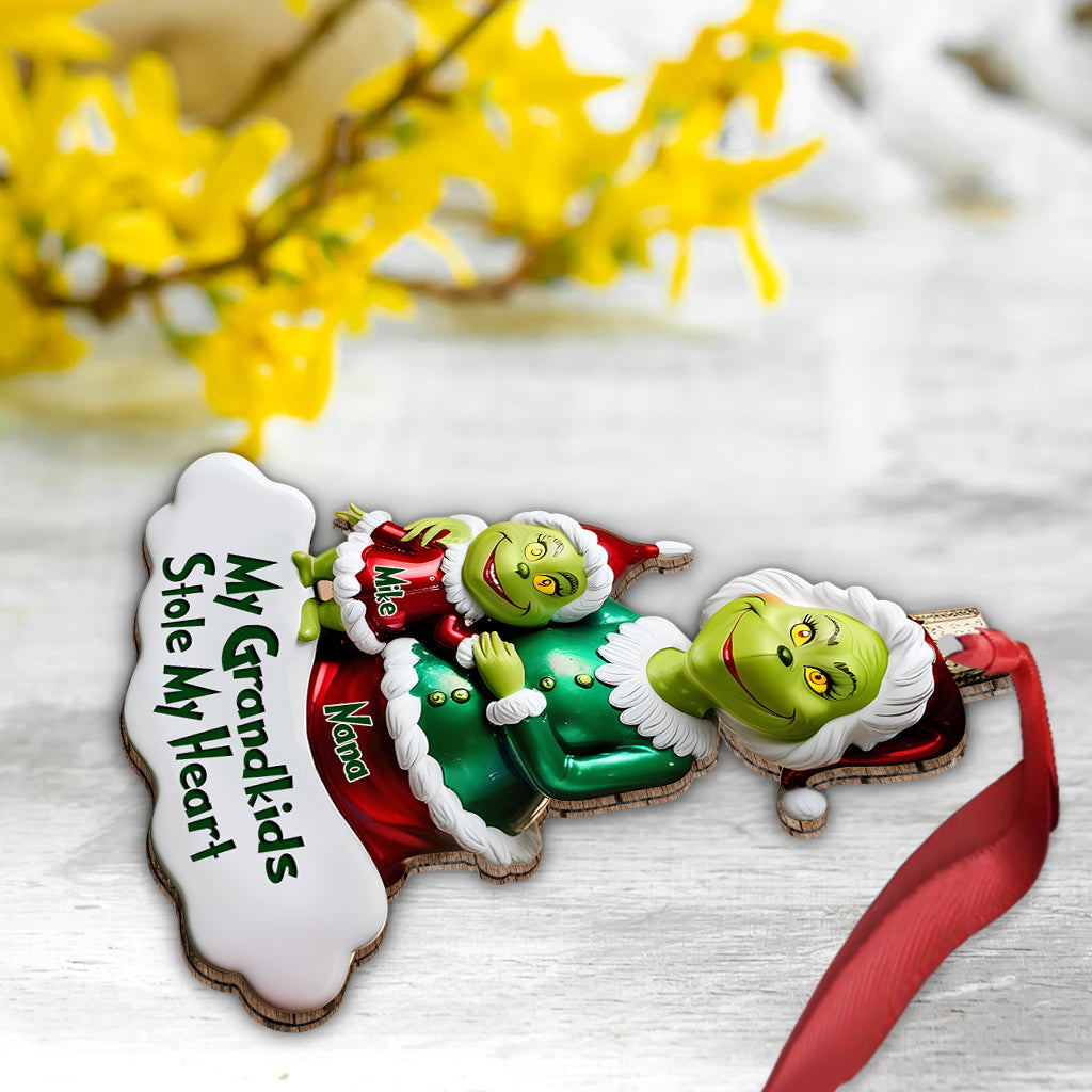 Personalized Grinch Grandkids Ornament Custom Name Gift for Grandma Ornament GradoCreations