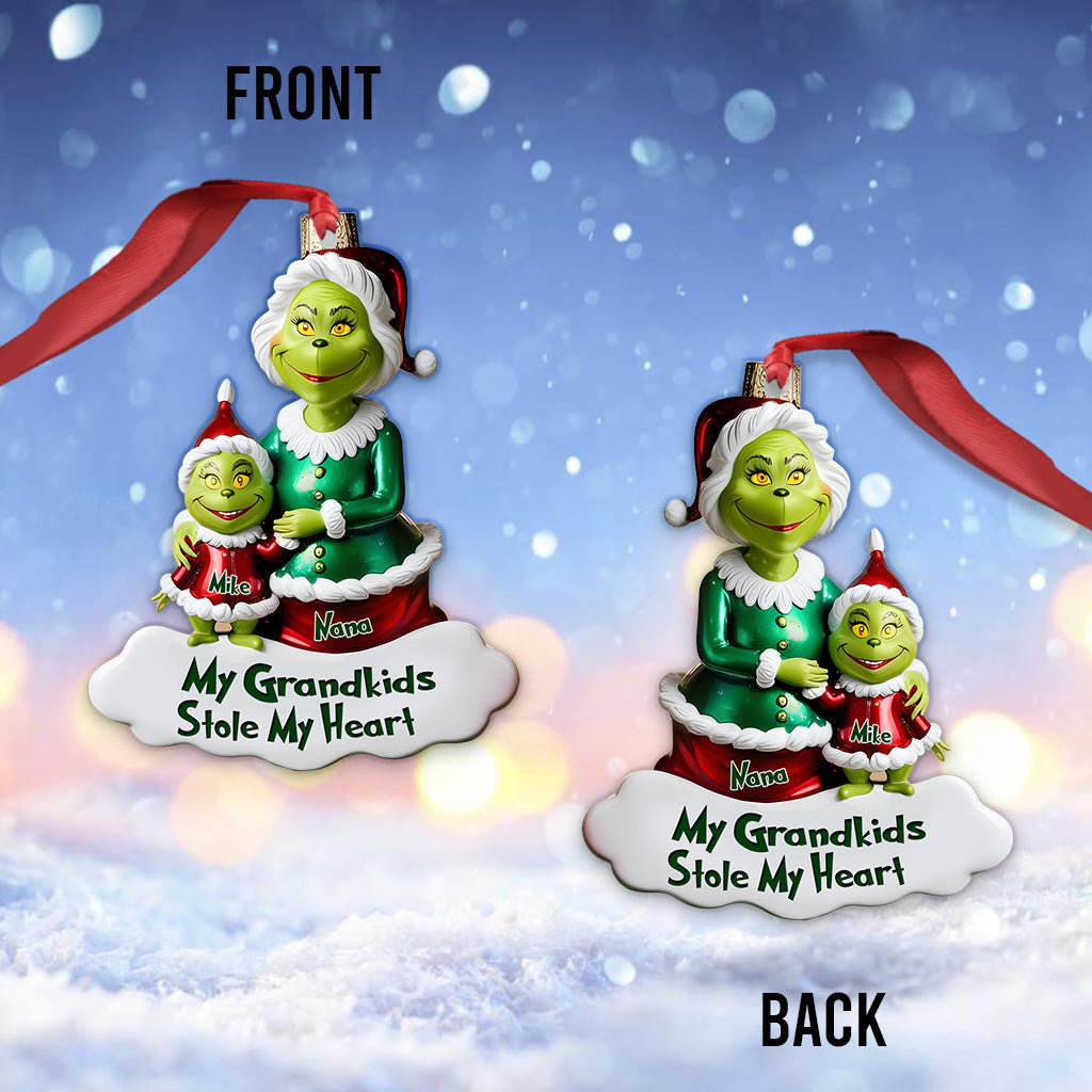 Personalized Grinch Grandkids Ornament Custom Name Gift for Grandma Ornament GradoCreations