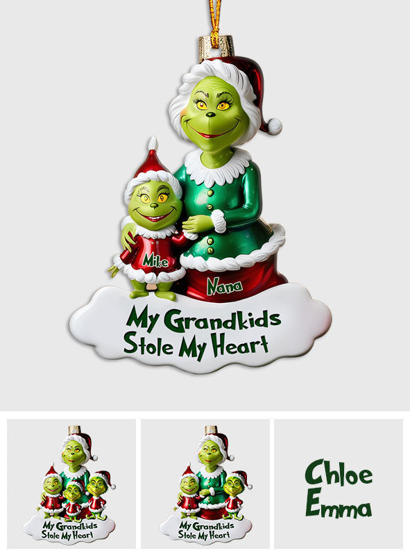 Personalized Grinch Grandkids Ornament Custom Name Gift for Grandma Ornament GradoCreations