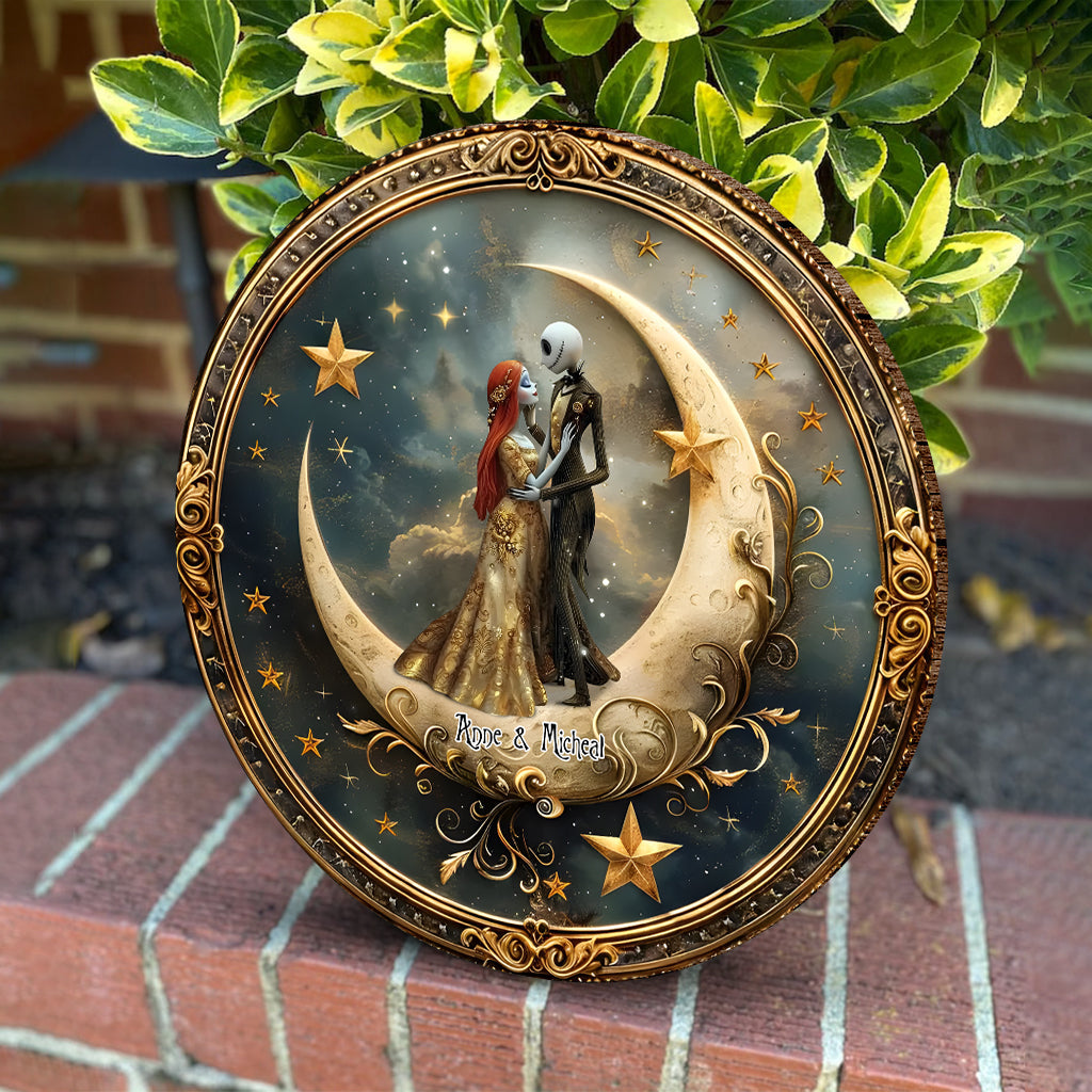 Personalized Round Wood Sign Custom Name Art for Couple Engagement Wedding Gift Round Wood Sign GradoCreations