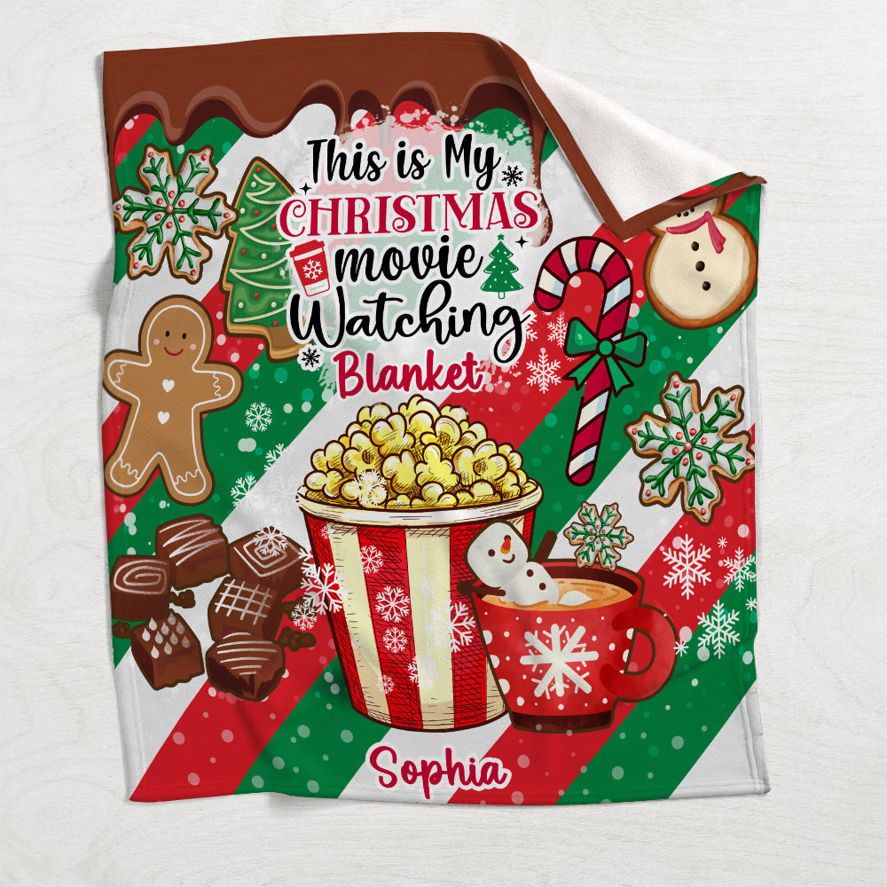 Personalized Christmas Movie Watching Blanket Custom Name Gift Blanket GradoCreations