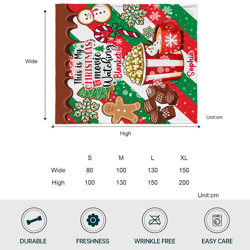 Personalized Christmas Movie Watching Blanket Custom Name Gift Blanket GradoCreations
