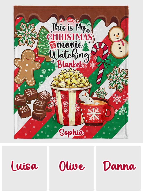 Personalized Christmas Movie Watching Blanket Custom Name Gift Blanket GradoCreations