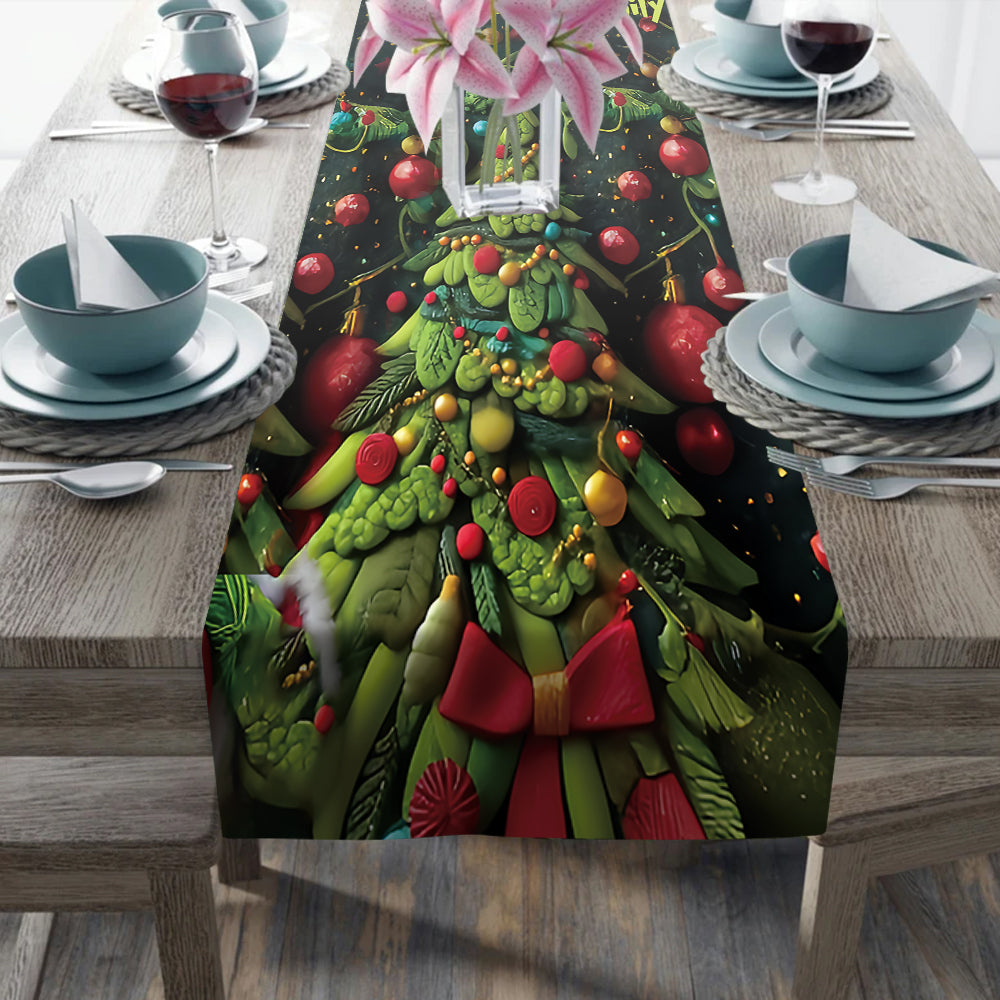 Personalized Grinchmas Table Runner Custom Family Name Holiday Decor Table Runner GradoCreations