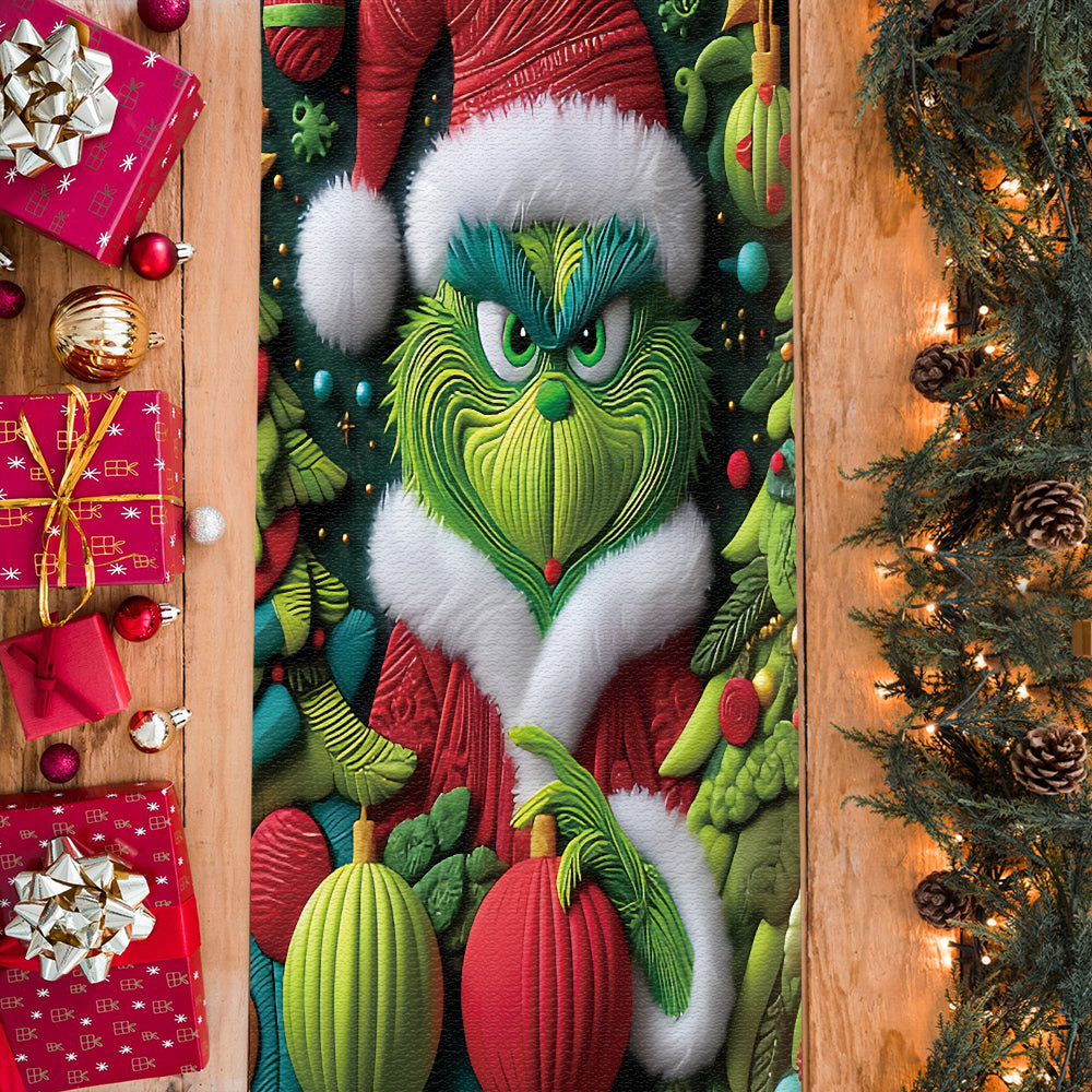 Personalized Grinchmas Table Runner Custom Family Name Holiday Decor Table Runner GradoCreations