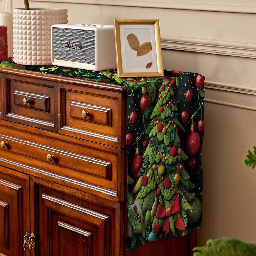 Personalized Grinchmas Table Runner Custom Family Name Holiday Decor Table Runner GradoCreations