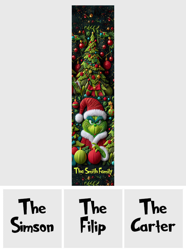 Personalized Grinchmas Table Runner Custom Family Name Holiday Decor Table Runner GradoCreations