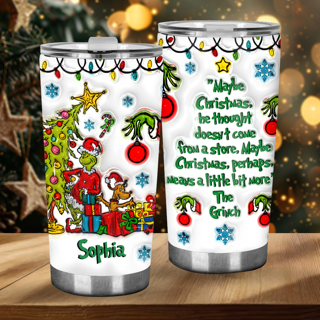 Personalized Grinch Christmas Tumbler with Custom Name Gift Tumbler GradoCreations