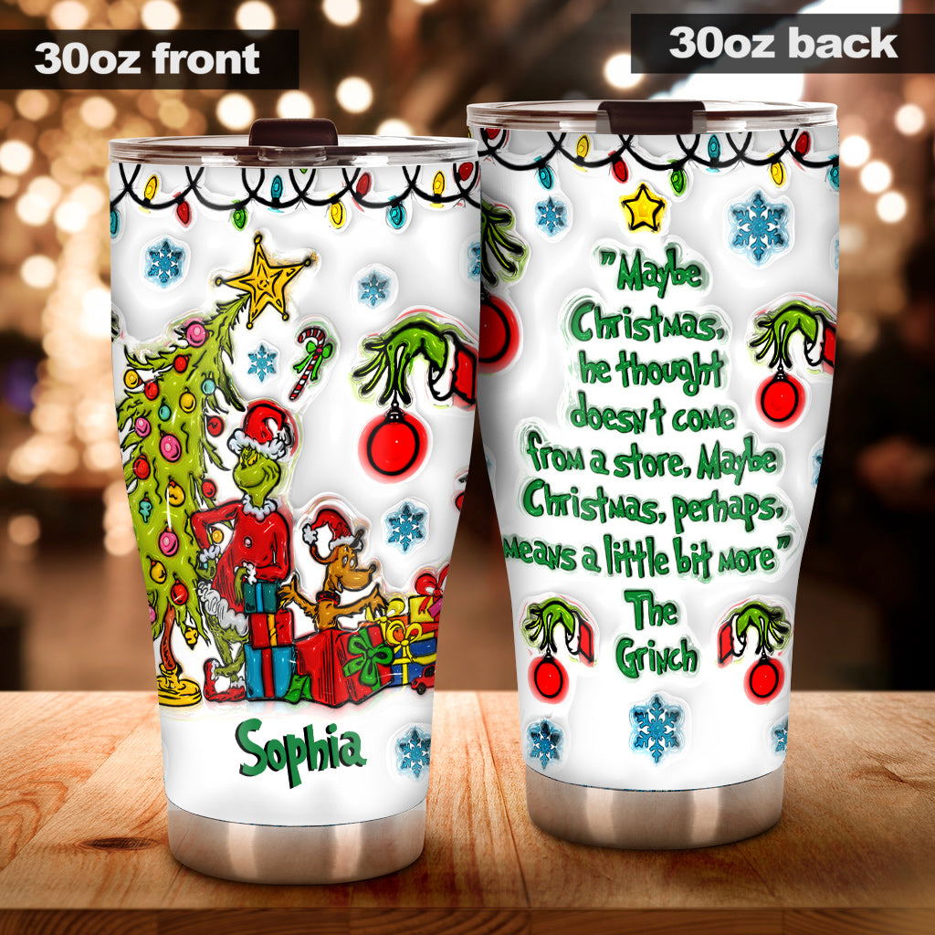 Personalized Grinch Christmas Tumbler with Custom Name Gift Tumbler GradoCreations