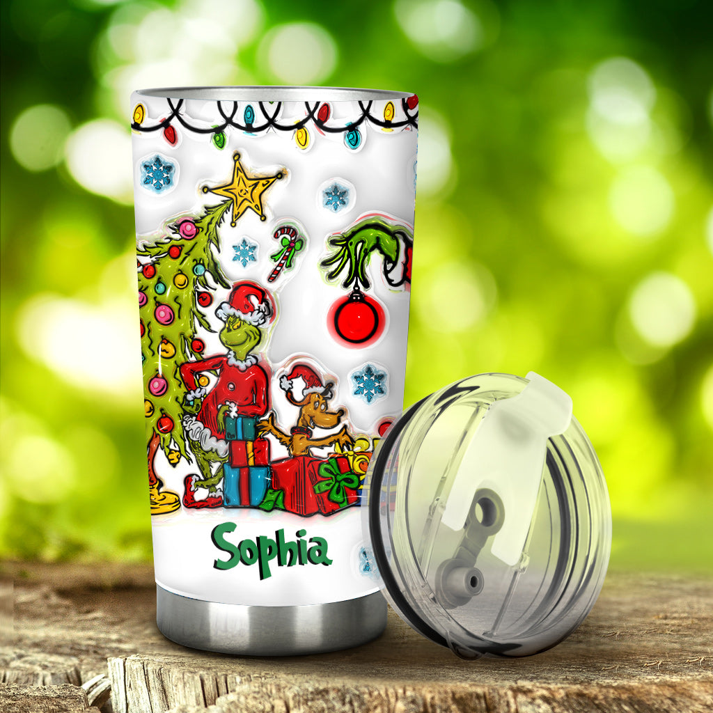 Personalized Grinch Christmas Tumbler with Custom Name Gift Tumbler GradoCreations