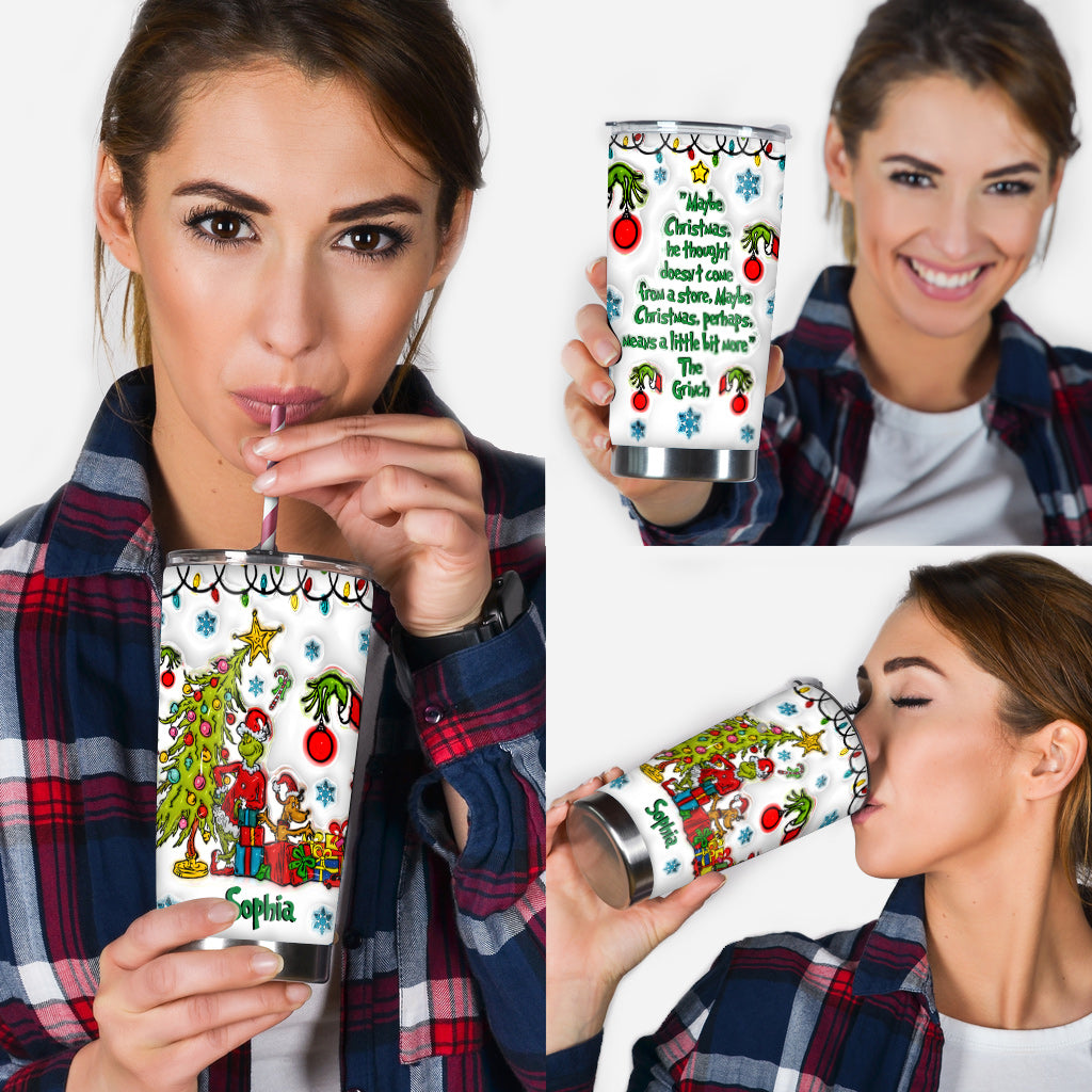 Personalized Grinch Christmas Tumbler with Custom Name Gift Tumbler GradoCreations