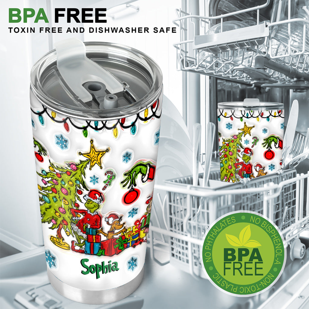 Personalized Grinch Christmas Tumbler with Custom Name Gift Tumbler GradoCreations