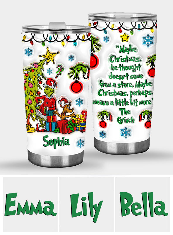 Personalized Grinch Christmas Tumbler with Custom Name Gift Tumbler GradoCreations
