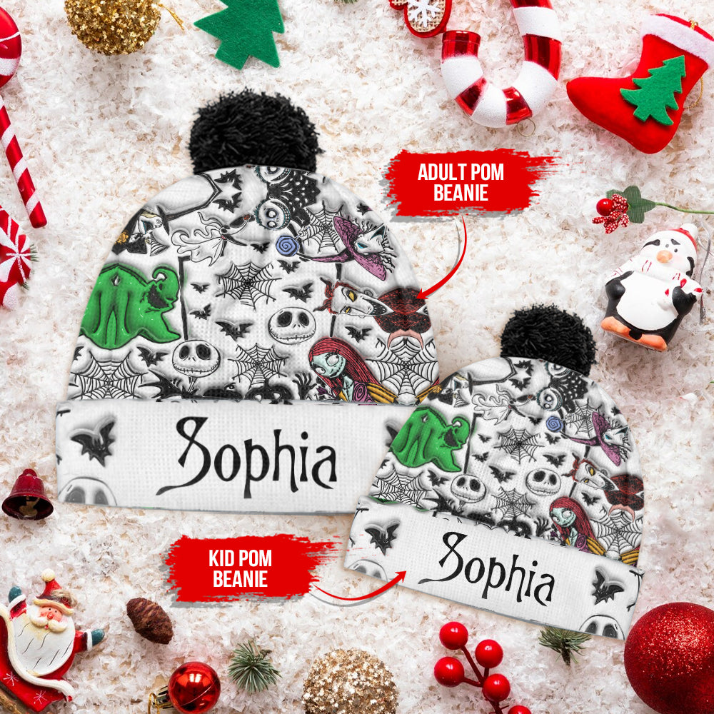 Personalized Nightmare Beanie Hat for Kids & Adults – Custom Name Gift for Christmas Beanie Hat GradoCreations