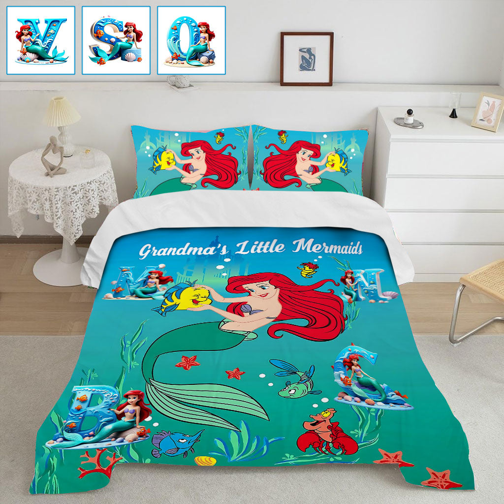 Personalized Mermaid Bedding Set for Grandma's Little Mermaids Bedding Set GradoCreations