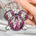 Personalized Breast Cancer Warrior Mouse Keychain Custom Name Gift Keychain GradoCreations