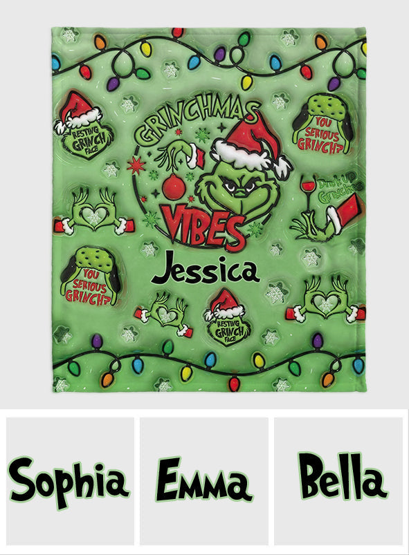 Personalized Merry Grinchmas Blanket Custom Name Gift for Christmas Blanket GradoCreations