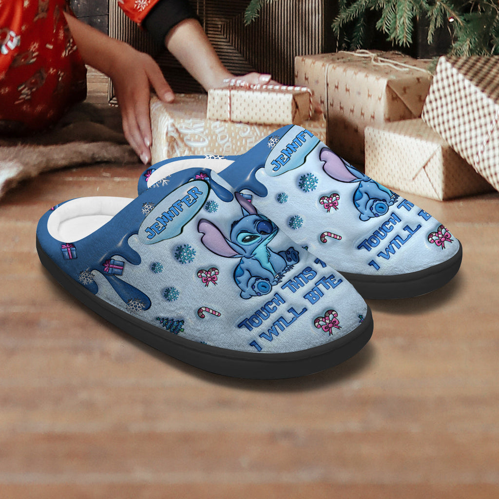 Personalized Ohana Slippers Touch This And I'll Bite You Gift Slippers GradoCreations