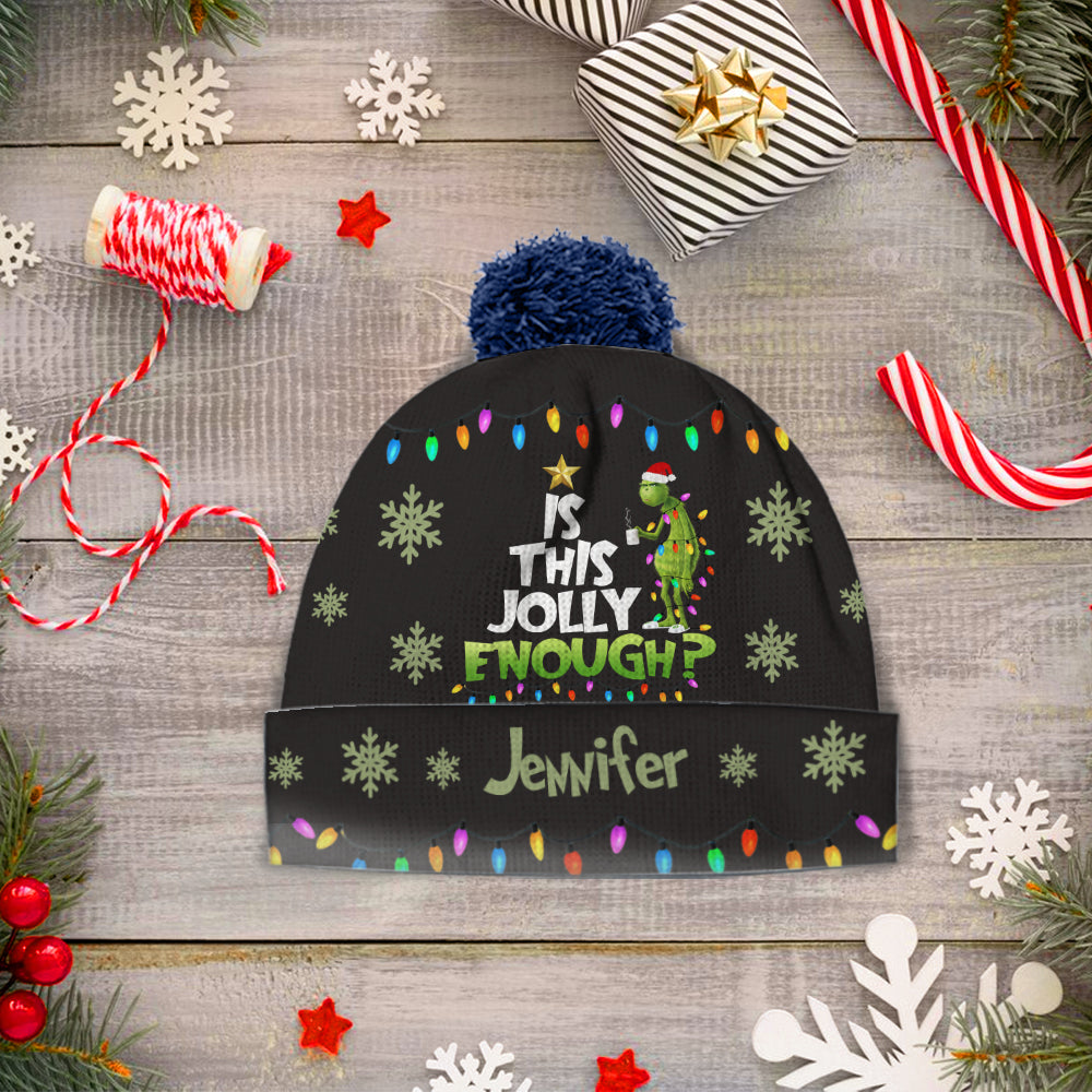 Personalized Christmas Beanie Hat with Custom Name - Cozy Gift Idea Beanie Hat GradoCreations