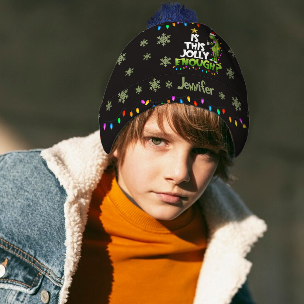 Personalized Christmas Beanie Hat with Custom Name - Cozy Gift Idea Beanie Hat GradoCreations