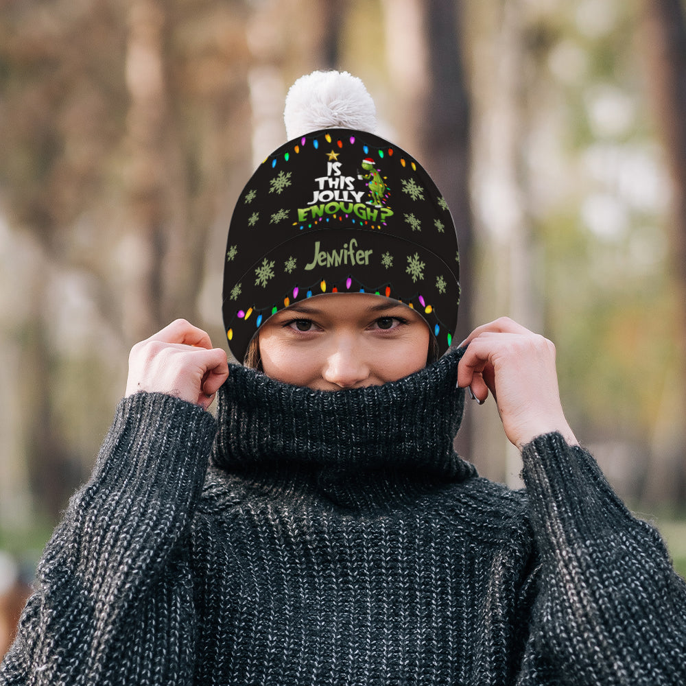 Personalized Christmas Beanie Hat with Custom Name - Cozy Gift Idea Beanie Hat GradoCreations