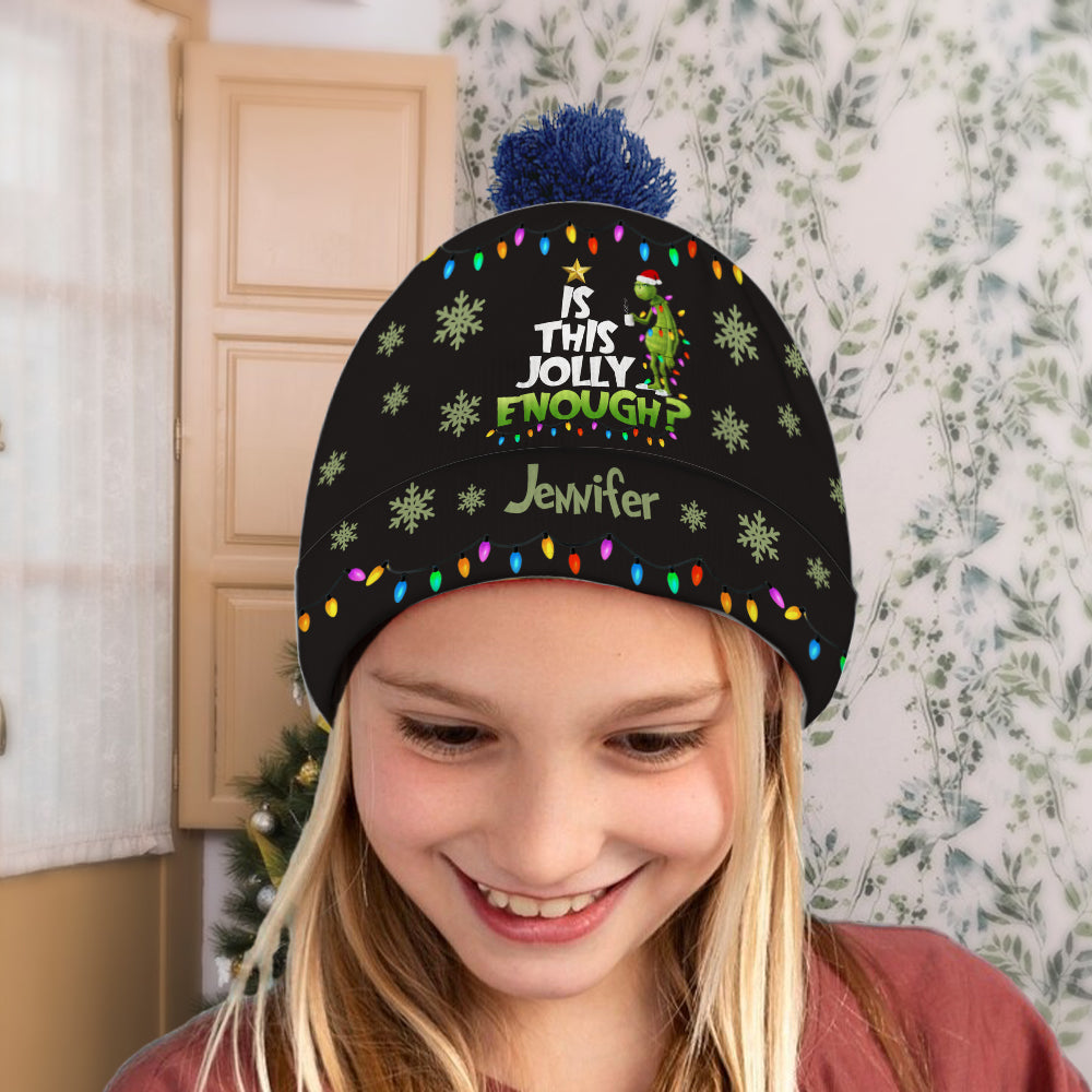 Personalized Christmas Beanie Hat with Custom Name - Cozy Gift Idea Beanie Hat GradoCreations