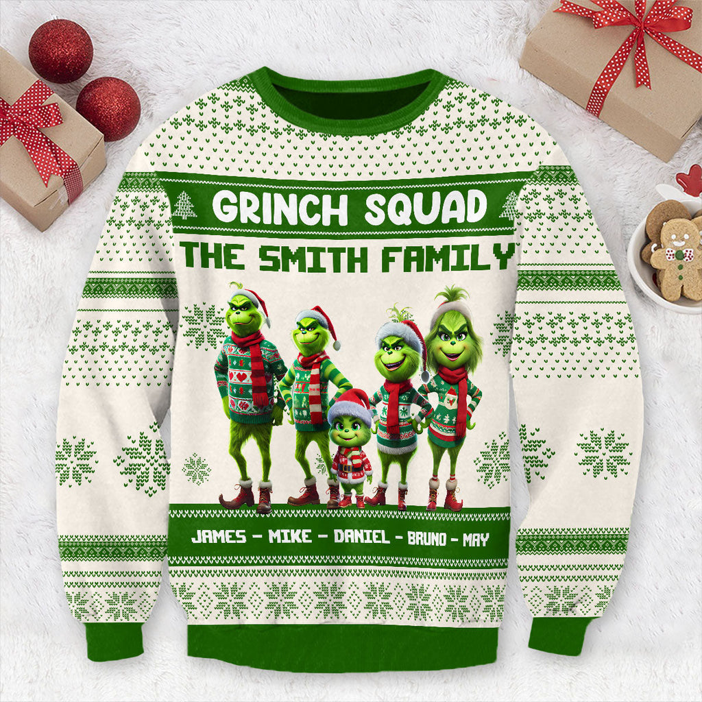 Personalized Grinch Squad Ugly Sweater Family Christmas Gift Ugly Sweater GradoCreations