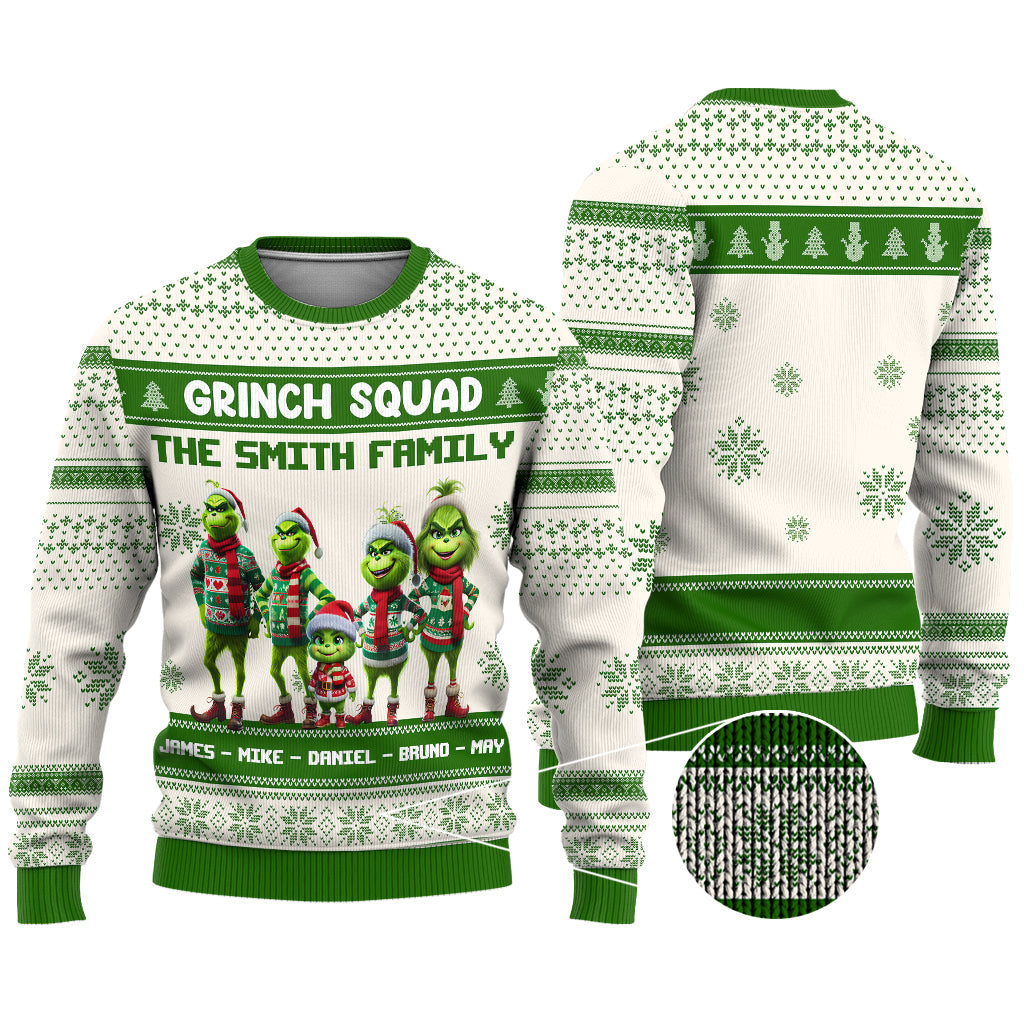 Personalized Grinch Squad Ugly Sweater Family Christmas Gift Ugly Sweater GradoCreations