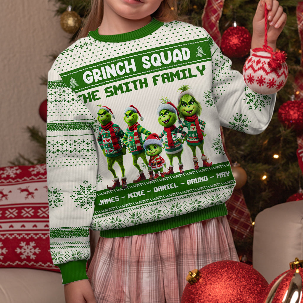 Personalized Grinch Squad Ugly Sweater Family Christmas Gift Ugly Sweater GradoCreations