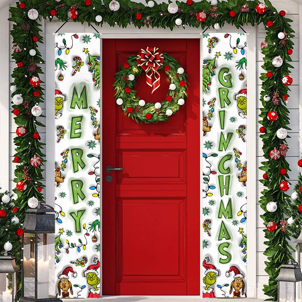 Personalized Merry Grinchmas Porch Sign Christmas Decor Porch Sign GradoCreations