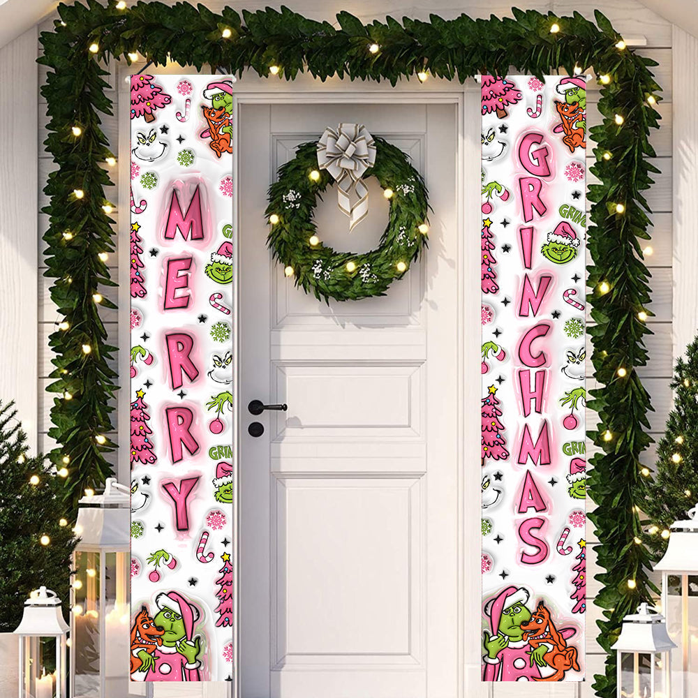 Personalized Merry Grinchmas Porch Sign Christmas Decor Porch Sign GradoCreations