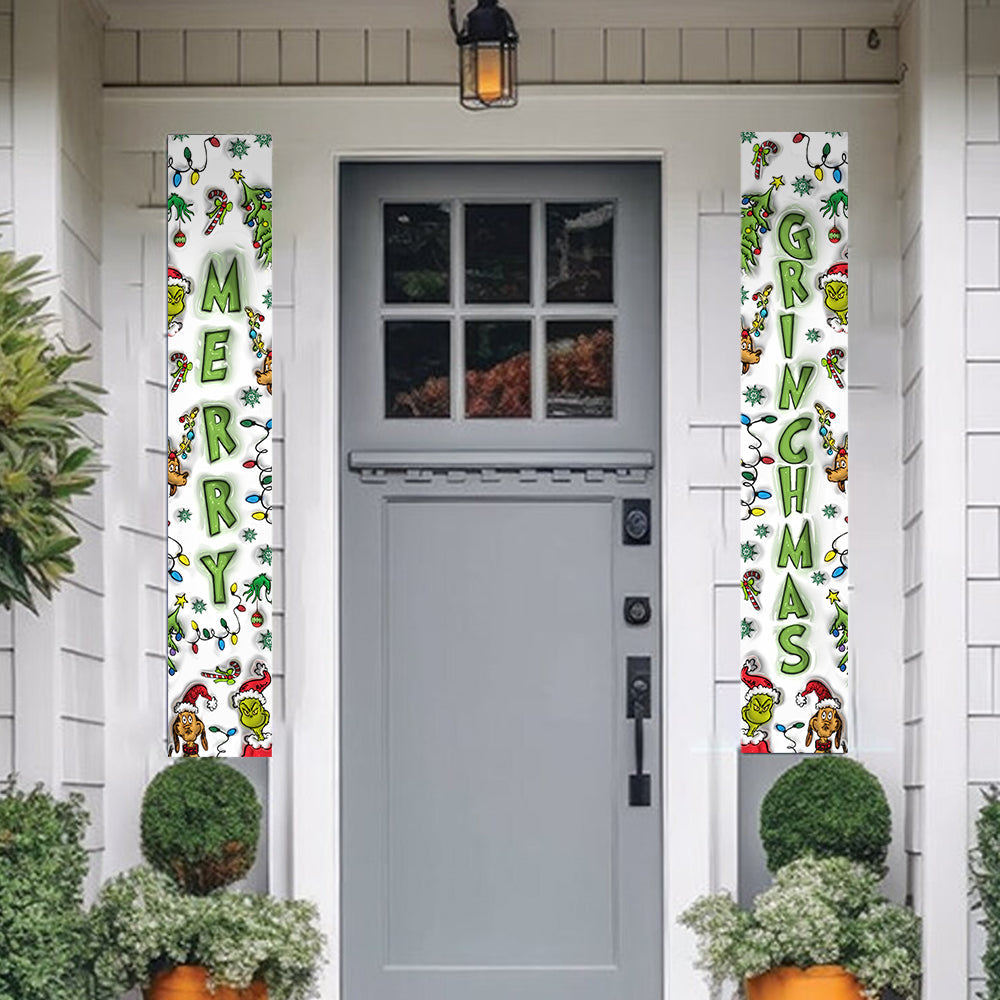 Personalized Merry Grinchmas Porch Sign Christmas Decor Porch Sign GradoCreations