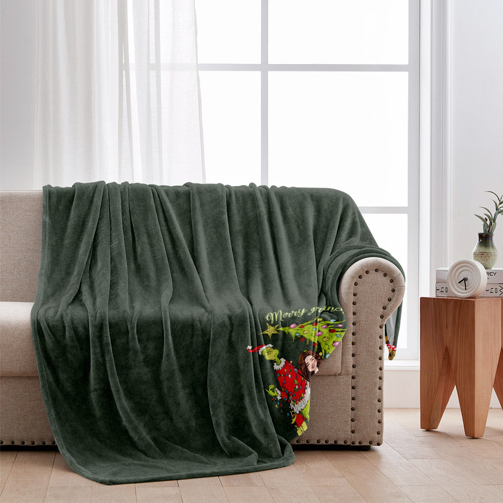 Personalized Merry Christmas Blanket Custom Name Cozy Gift Blanket GradoCreations