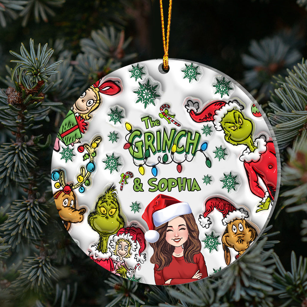 Personalized Grinch Christmas Ornament Custom Name Gift Ornament GradoCreations