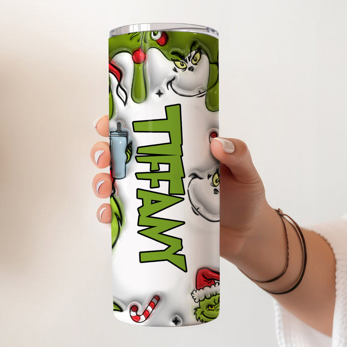 Personalized Grinch Christmas Skinny Tumbler Custom Name Gift Skinny Tumbler GradoCreations