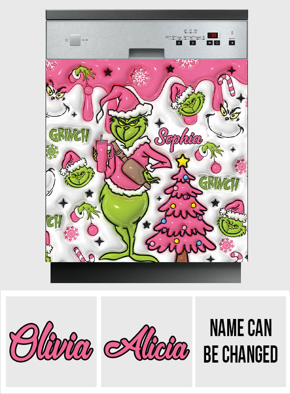 Personalized Grinchmas Dishwasher Cover Custom Name Holiday Decor Dishwasher Cover GradoCreations