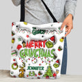 Personalized Grinch Christmas Tote Bag Custom Name Gift Tote Bag GradoCreations
