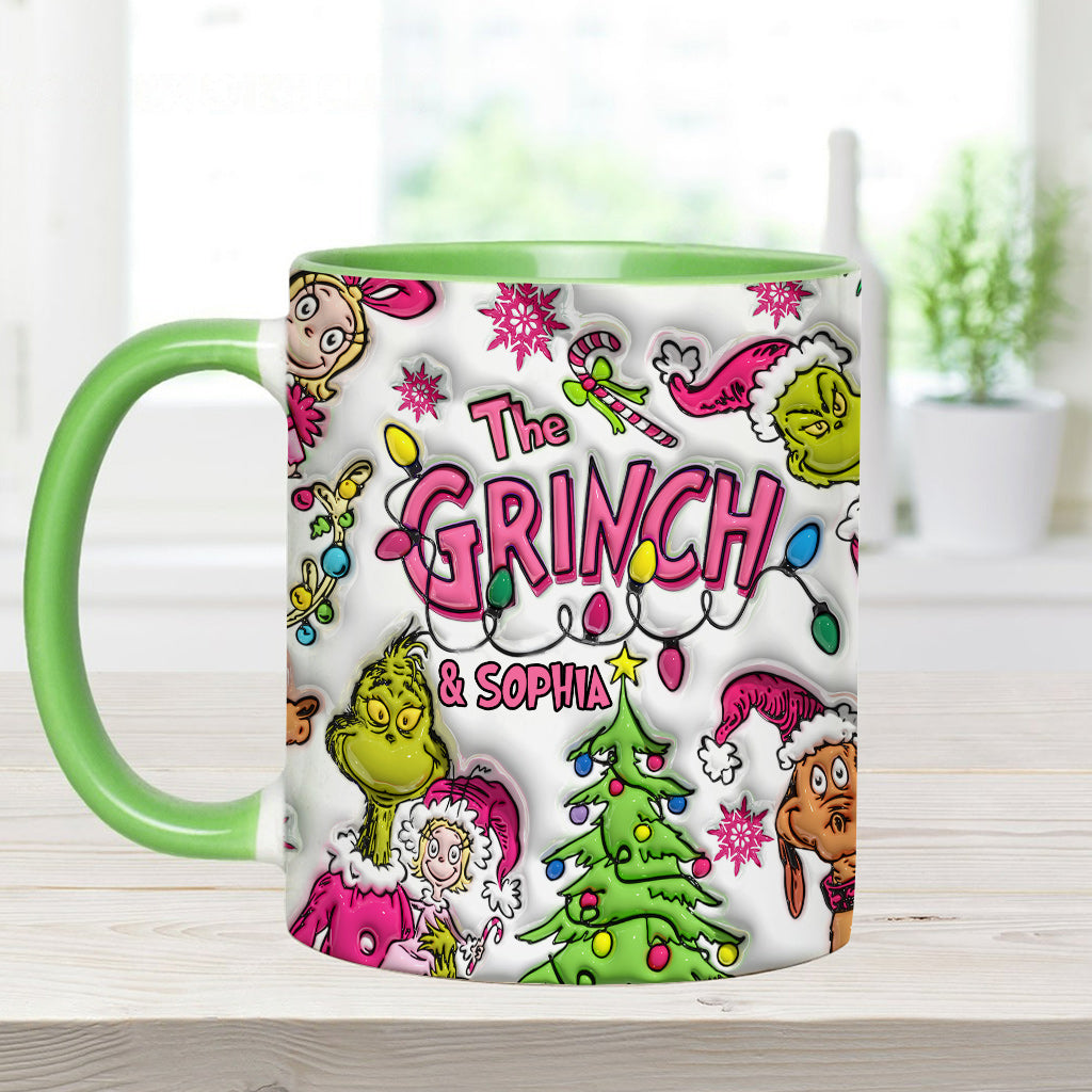 Personalized Grinch Accent Mug Custom Name Christmas Gift Accent Mug GradoCreations