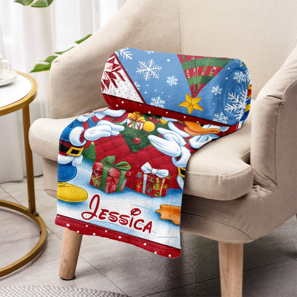 Personalized Merry Christmas Mouse Blanket Soft Flannel Gift Blanket GradoCreations