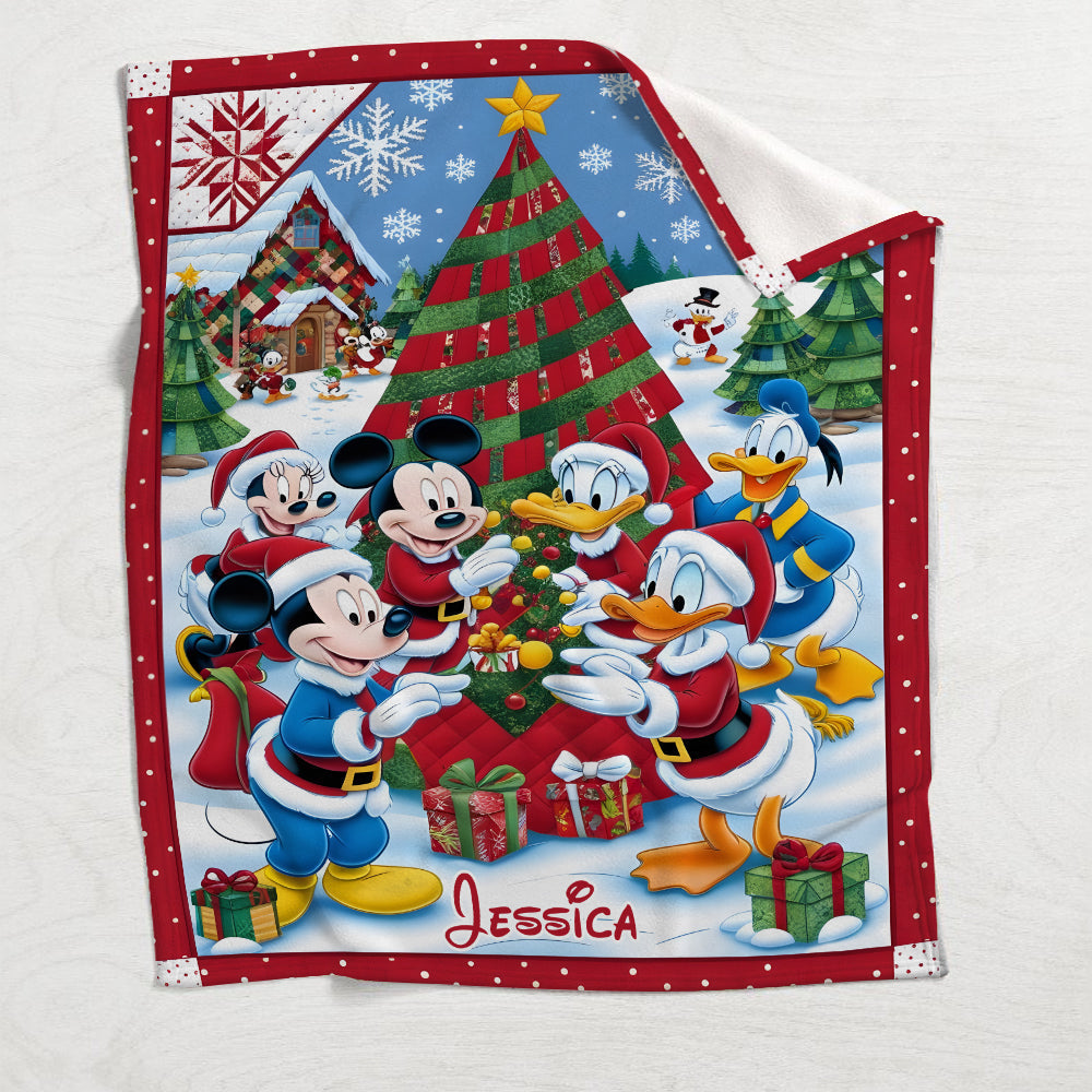 Personalized Merry Christmas Mouse Blanket Soft Flannel Gift Blanket GradoCreations
