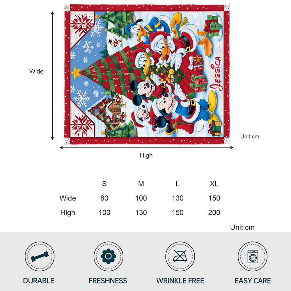 Personalized Merry Christmas Mouse Blanket Soft Flannel Gift Blanket GradoCreations