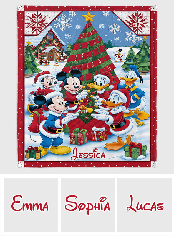 Personalized Merry Christmas Mouse Blanket Soft Flannel Gift Blanket GradoCreations