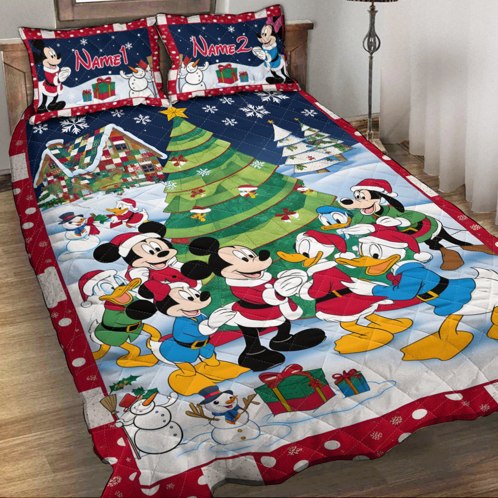 Personalized Christmas Mouse Quilt Set Custom Names Gift Quilt Set GradoCreations